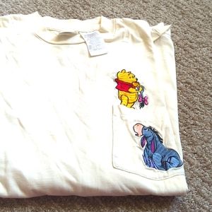 Disney store Pooh Bear Eeyore long sleeve cream-colored t-shirt large